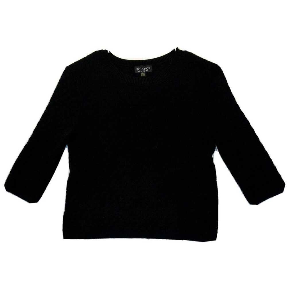 Top Shop Sweater Women’s Size 2, Cropped w/ Scale Pattern, Black